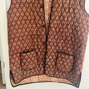Quilted Reversible Vest with Pockets Indian Cotton